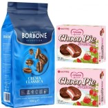 Кофе в зернах и Choco Pie со вкусом клубники 2 шт